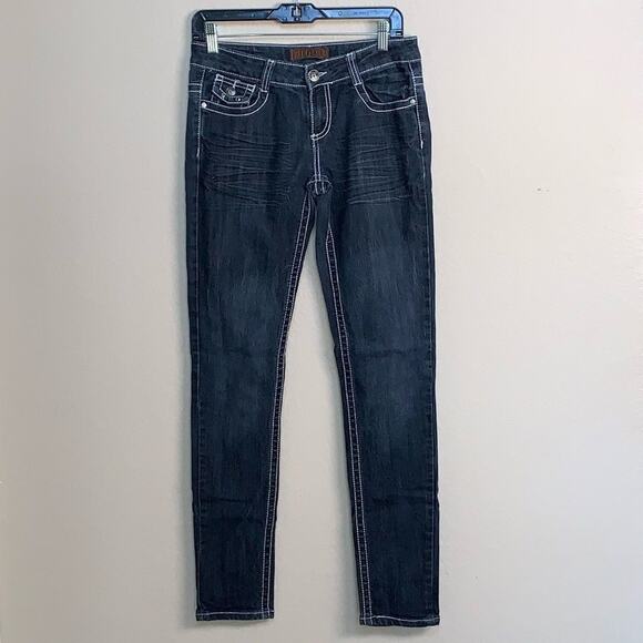 Free Culture  Juniors Skinny Dark Wash Denim Jeans - Picture 3 of 4